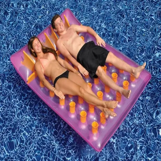 6.5ft. Inflatable Purple Double Mattress Swimming Pool Float {3}