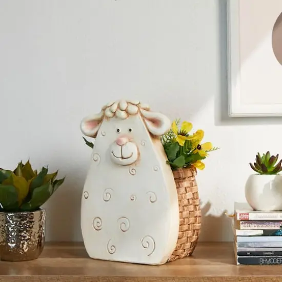 Glitzhome&reg; 12.5" Cute Sheep Statue Planter {6}