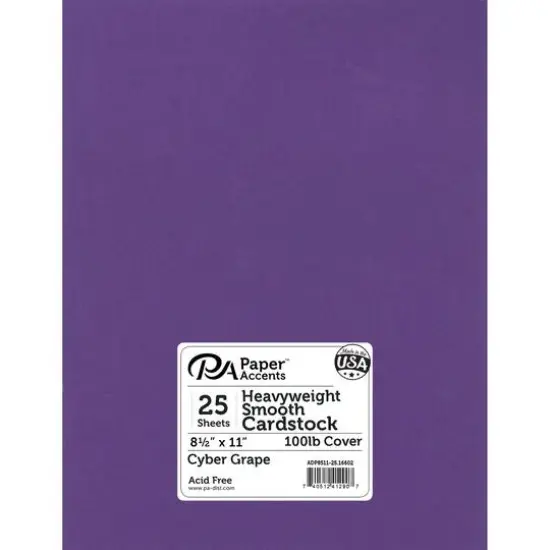 PA Paper&trade; Accents 8.5" x 11" 100lb. Smooth Cardstock, 25 Sheets Cyber Grape {1}