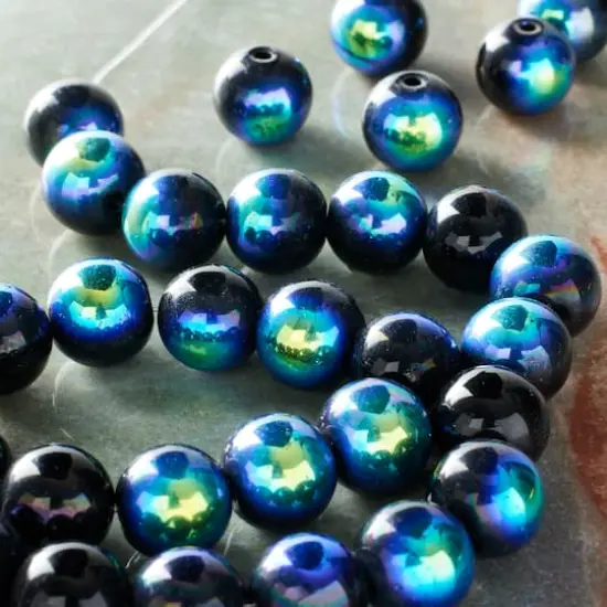 Black Aurora Borealis Round Glass Beads, 10mm by Bead Landing&trade; {3}