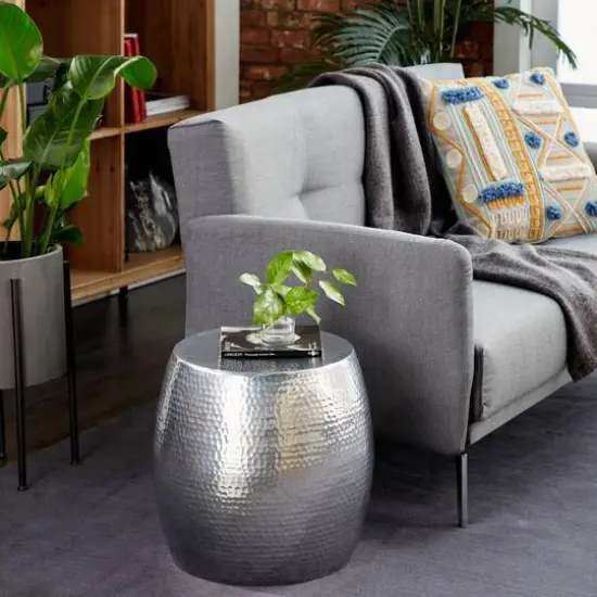 Silver Aluminum Contemporary Accent Table {7}