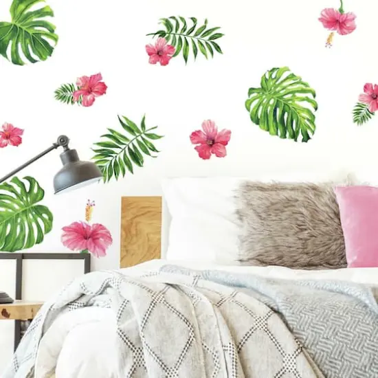 RoomMates Tropical Hibiscus Flower Peel & Stick Decals {4}