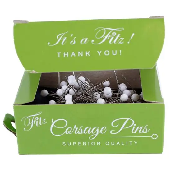 Fitz 1.5" Round-Head Corsage Pins, 144ct. Matte White {1}