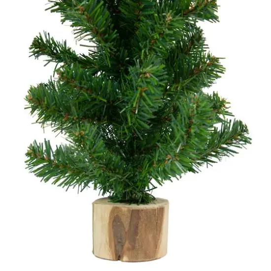 15" Unlit Alpine Slim Artificial Christmas Tree with Wood Base {7}
