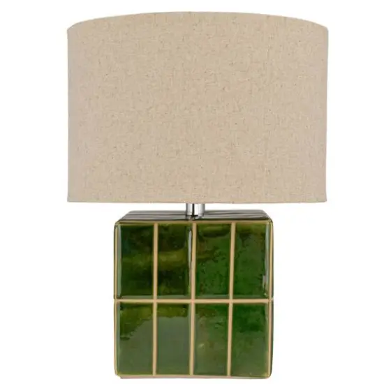 Hello Honey&reg; 15" Green & White Ceramic Table Lamp {8}