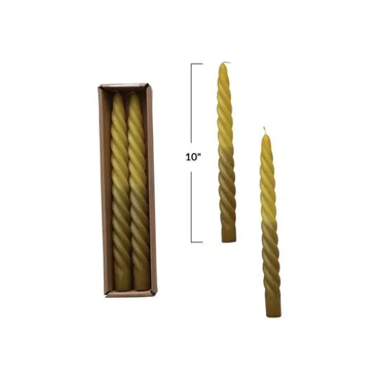 Hello Honey&reg; 10" Ombre Unscented Twisted Taper Candles, 2ct. Green {4}