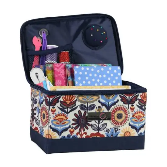Everything Mary Blue & Tan Collapsible Sewing Kit Organizer Box {3}