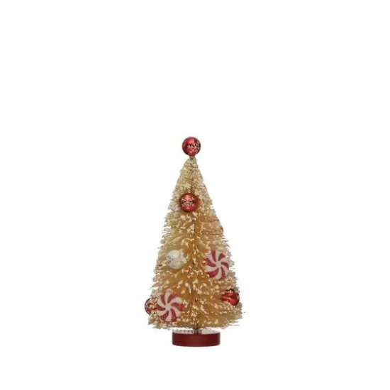 Hello Honey® 6.5" Sisal Bottle Brush Christmas Tree with Red Ornaments and Peppermints {1}