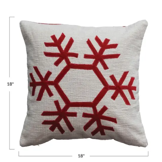 Hello Honey&reg; Cream & Red Embroidered Snowflake Pillow {5}
