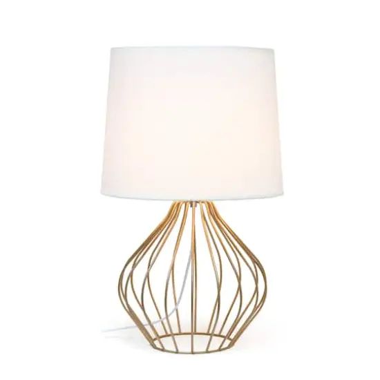 Simple Designs 19.7" Geometrically Wired Table Lamp Copper with White Shade {3}