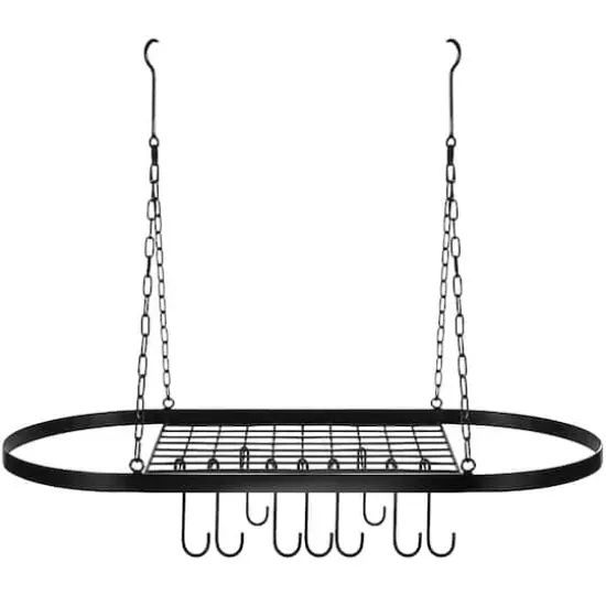 Sorbus Ceiling Mounted Pot & Pan Rack Black {6}