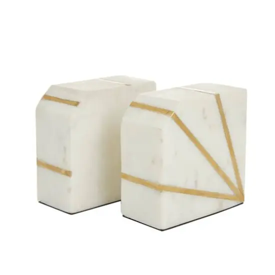 White Glam Abstract Bookends, {3}