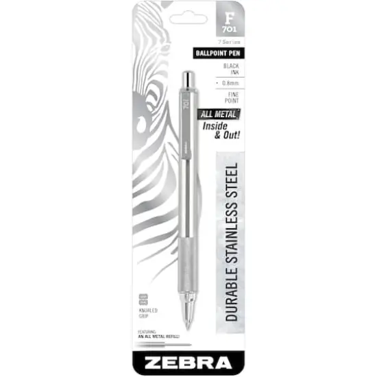 Zebra F-701 Stainless Steel Black Fine Ballpoint Pen {1}
