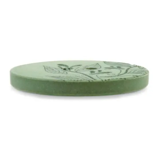 Dritz&reg; 28mm Recycled Hemp Round Floral Button, 3ct. Dark green {7}
