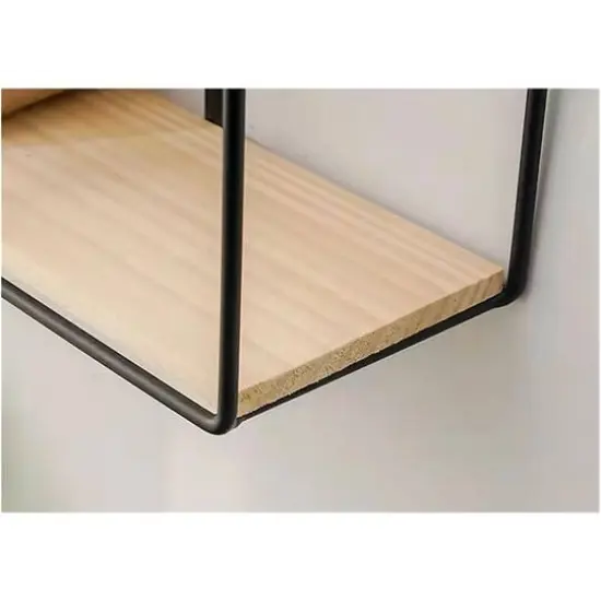 NEX&trade; Black 2-Tier Iron Square Floating Wall Shelf {5}