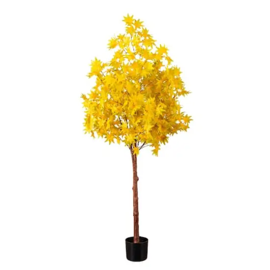 5ft. Pre-Lit Yellow Autumn Maple Artificial Fall Tree with 250 Warm White LED Lights {1}