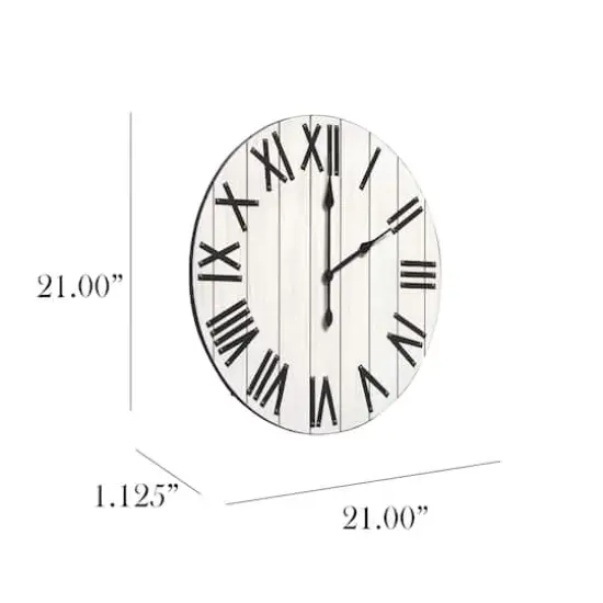 Elegant Designs Handsome 21" Farmhouse Wood Wall Clock White Wash {3}