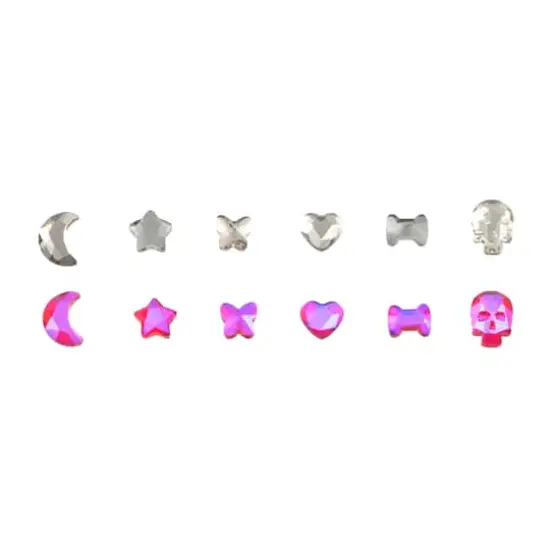 Mixed Shapes Glass Flatback Rhinestones by Bead Landing&trade; Fuchsia and Dark Grey {1}