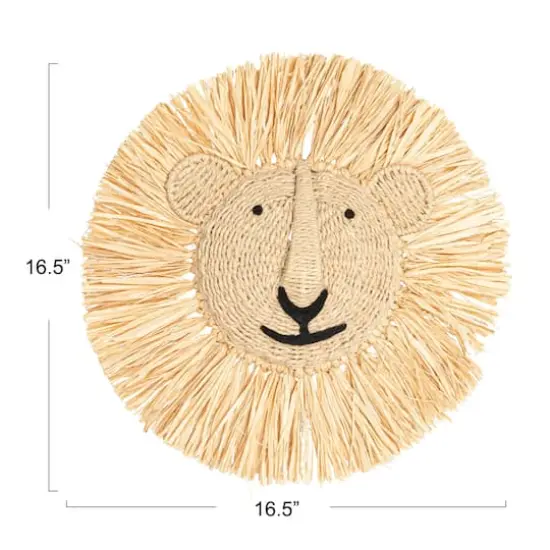Hello Honey&reg; 16.5" Natural Savannah King Raffia Lion Wall Art {8}