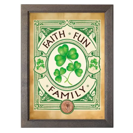 Irish- Faith, Fun, Family with Irish Penny Coin in 5" x 7" Frame {1}