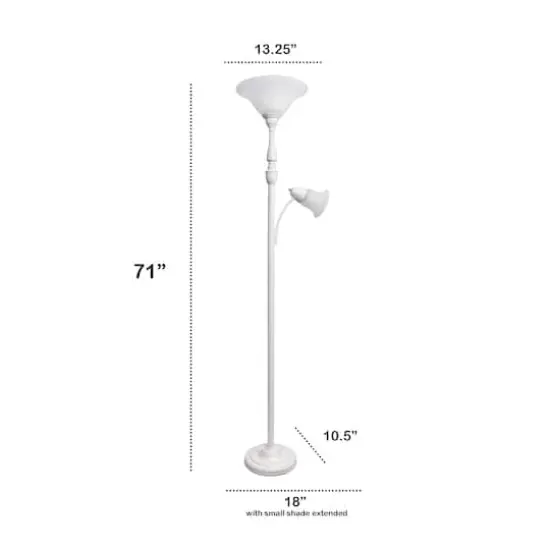 Lalia Home Torchiere Floor Lamp with Reading Light White/White Shades {4}