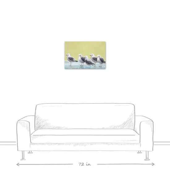 Seagulls On Yellow 24" x 16" Canvas Wall Art {4}