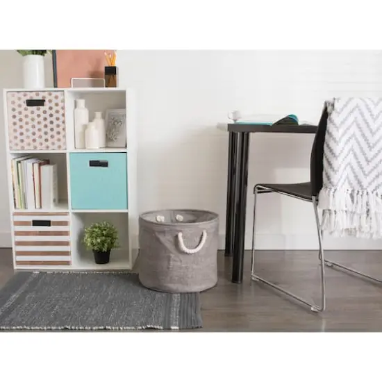 Small Gray Polyester Variegated Round Bin {5}