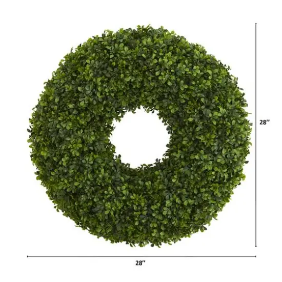 28" Green Boxwood Wreath {3}