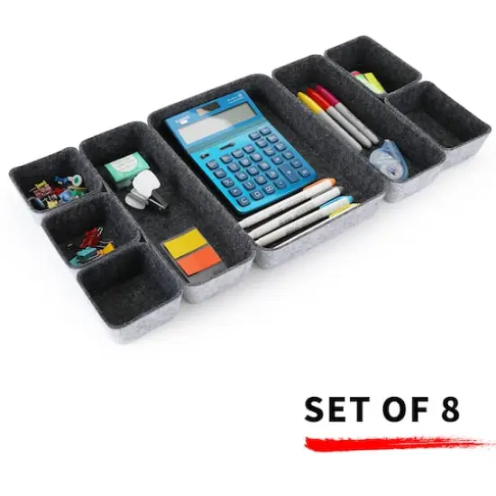Welaxy Felt 8 Piece Drawer Organizer Tray Set Charcoal {1}