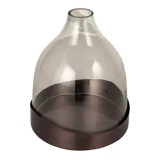 Hello Honey&reg; 10" Clear & Black Metal Sophisticated Glass Cloche with Metal Tray {3}