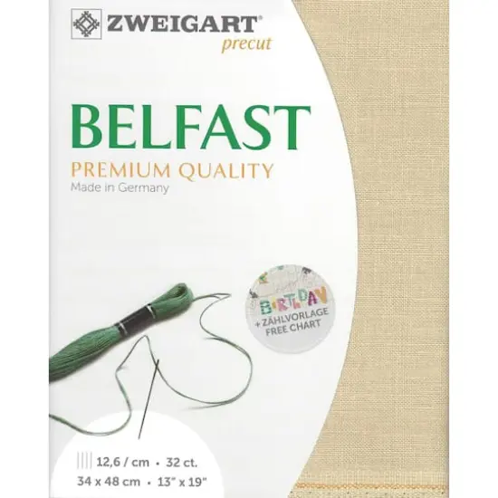 Zweigart&reg; Precut Belfast 32 Count Canvas, 19" x 27" Antique Ivory {1}