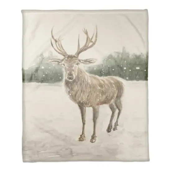 Winter Deer 50x60 Coral Fleece Blanket {1}