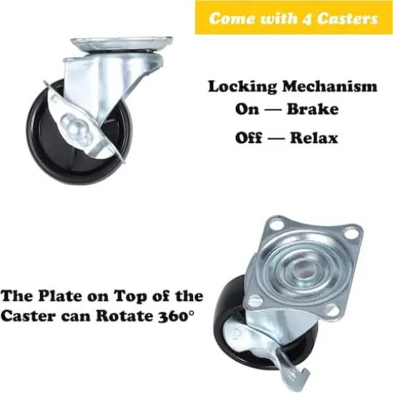 NEX&trade; Black Industrial Pipe Metal Table Legs with Casters, 4ct. {4}