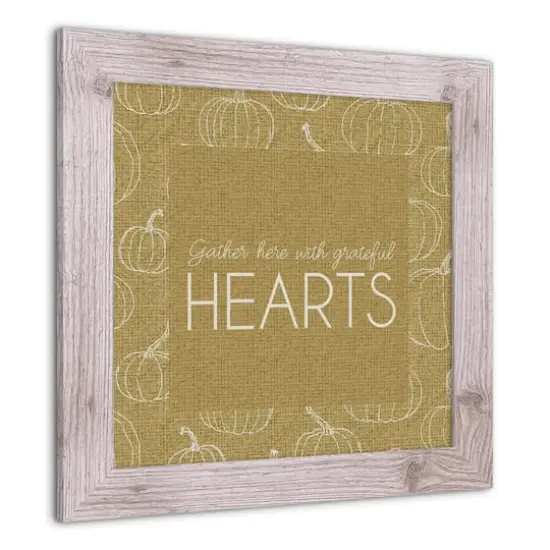 Mustard Grateful Hearts Print in Western White Frame {3}
