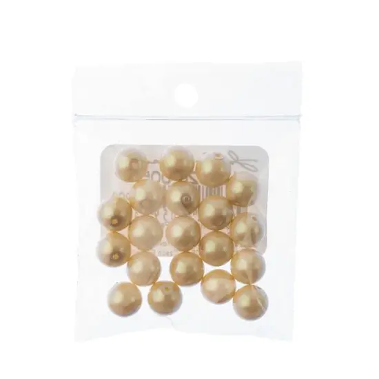 Preciosa Maxima 8mm Pearlescent Glass Nacre Pearls, 20ct. Yellow {3}