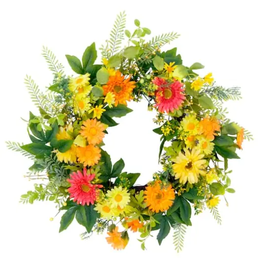 24'' Multicolored Chrysanthemum Floral Wreath {1}