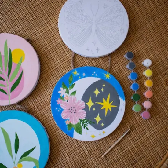 Art 101 Plants & Moth Paintable Canvas Wall Art Kits {6}