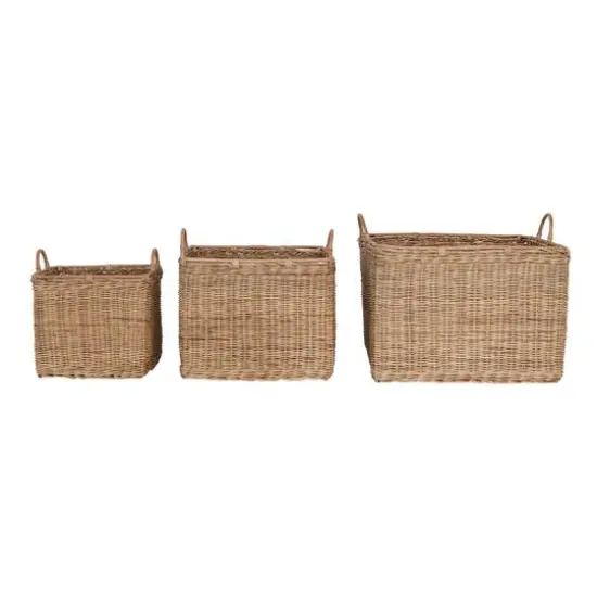 Hello Honey&reg; Natural Square Rattan Basket Set with Handles {1}