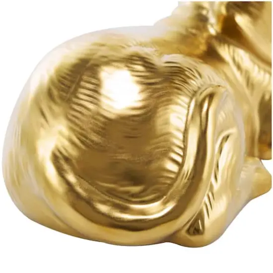 10" Gold Ceramic Laying Dog Sculpture {4}