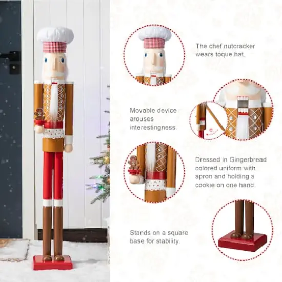 Glitzhome&reg; 42" Christmas Gingerbread Chef Nutcracker {8}