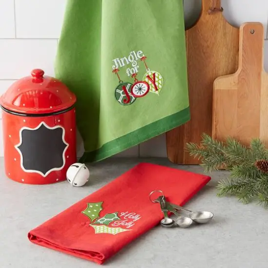 DII&reg; Jingle For Joy Embroidered Dishtowel Set {6}
