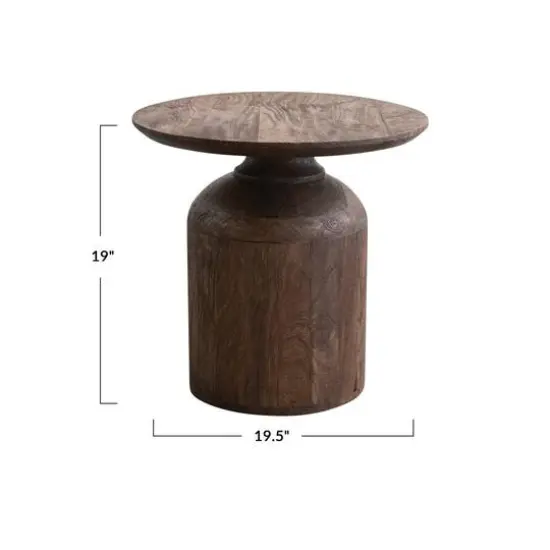 Hello Honey&reg; 19.5" Brown Stained Finish Mango Wood Side Table {4}