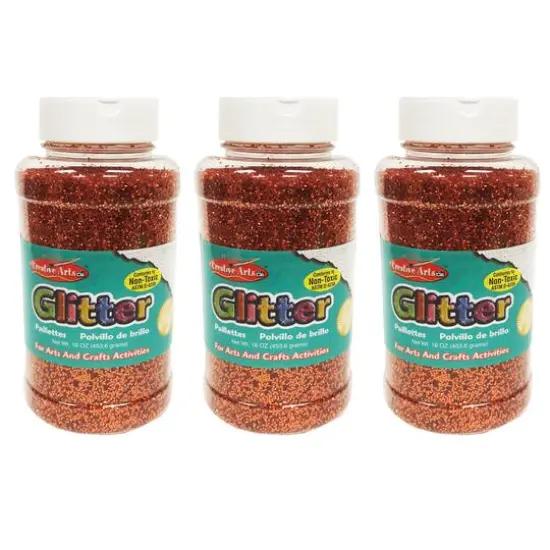Charles Leonard Creative Arts&trade; 16oz. Glitter, 3ct. Orange {1}