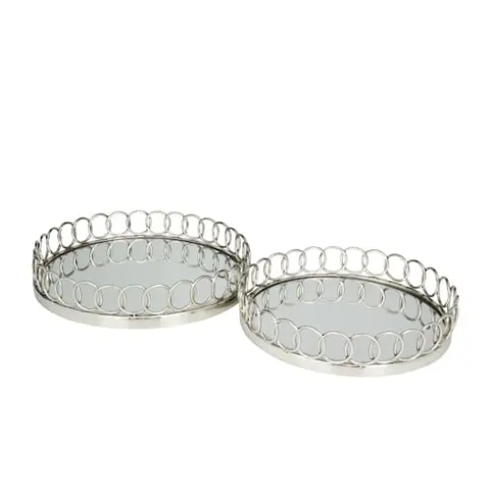 Silver Contemporary Tray, Set of 2" 16", 14" {3}