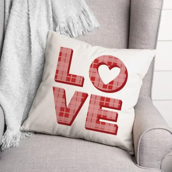 Love Plaid Stack 16" x 16" Throw Pillow {3}