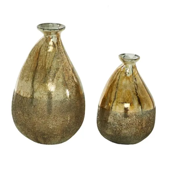 Gold Glass Rustic Vase Set {3}