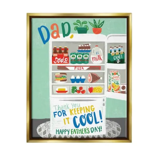Stupell Industries Keeping It Cool Father's Day Floater Framed Art Gold {1}