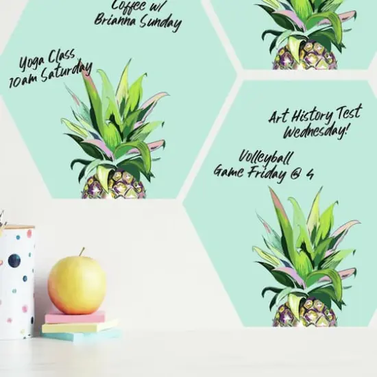 RoomMates Pineapple Crown Dry Erase Hexagon Peel & Stick Decals {4}