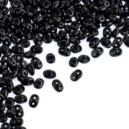 Superduo Two-Hole Czech Glass Beads Jet {1}