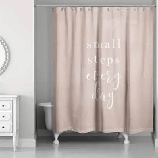 Small Beige Steps 71" x 74" Shower Curtain {1}